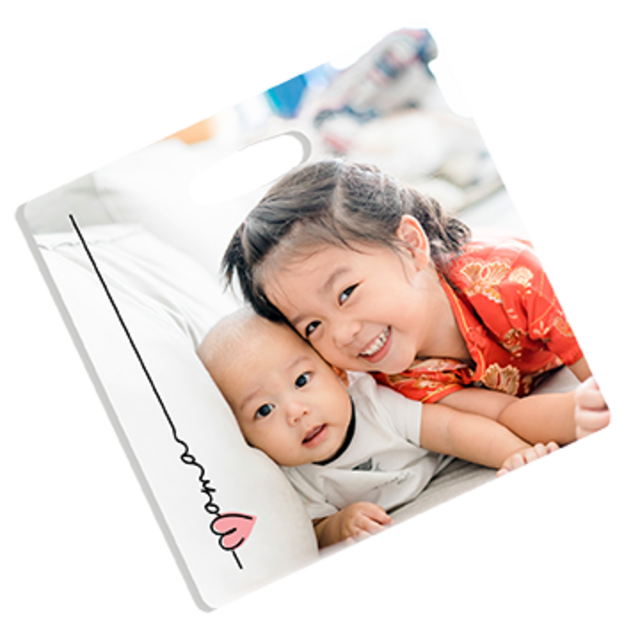 Example usage of Unisub Bag Tag - Square sublimation blank