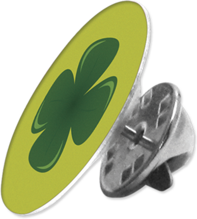 Example usage of Unisub Round Lapel Pin, with Back Clasp sublimation blank