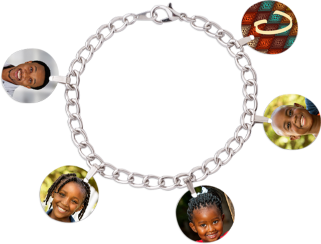 Example usage of Unisub Charm Bracelet - with 5 Circle Charms sublimation blank