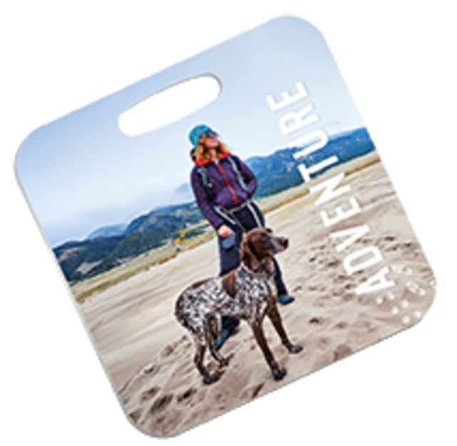 Example usage of Unisub Bag Tag - Square sublimation blank